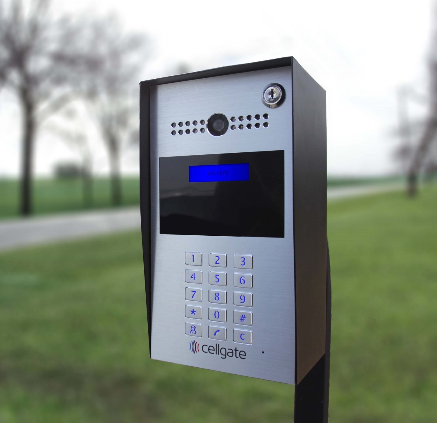 Resident using a CellGate touchscreen entry station